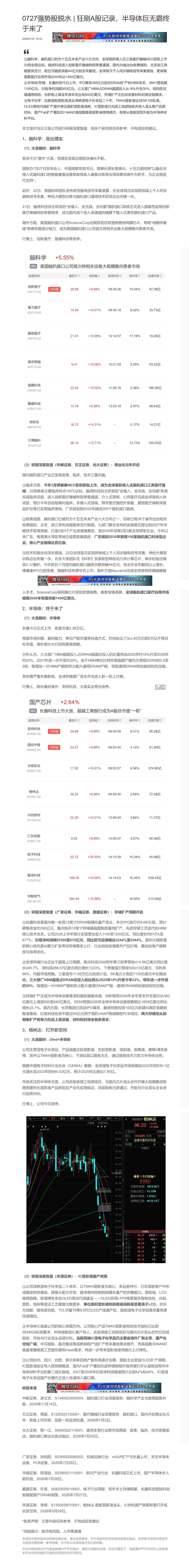 【脱水研报】0727强势股脱水丨狂刷A股记录，半导体巨无霸终于来了......