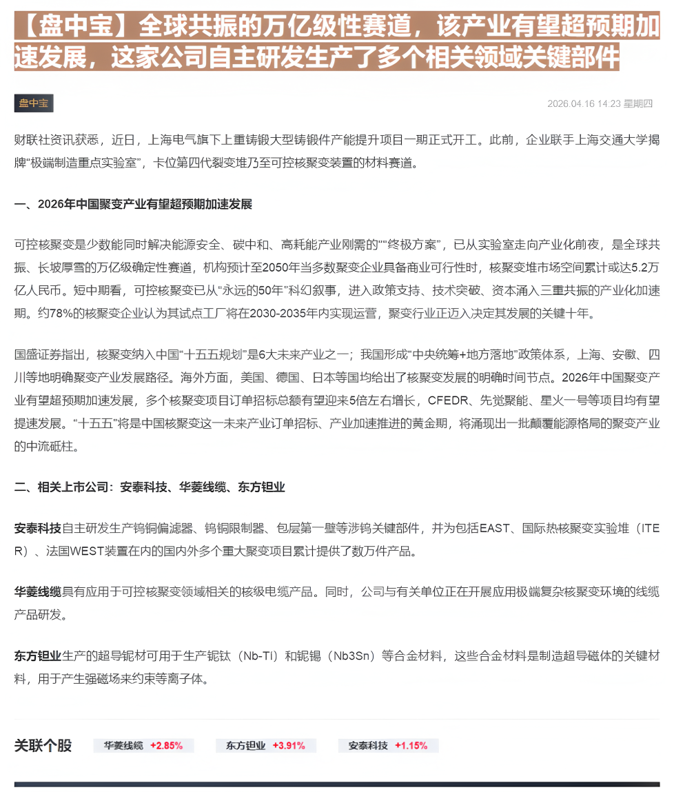 【财联VIP专栏】【盘中宝】全球共振的万亿级性赛道，该产业有望超预期加速发展，这家公司自主研发生产了多个相关领域关键部件......