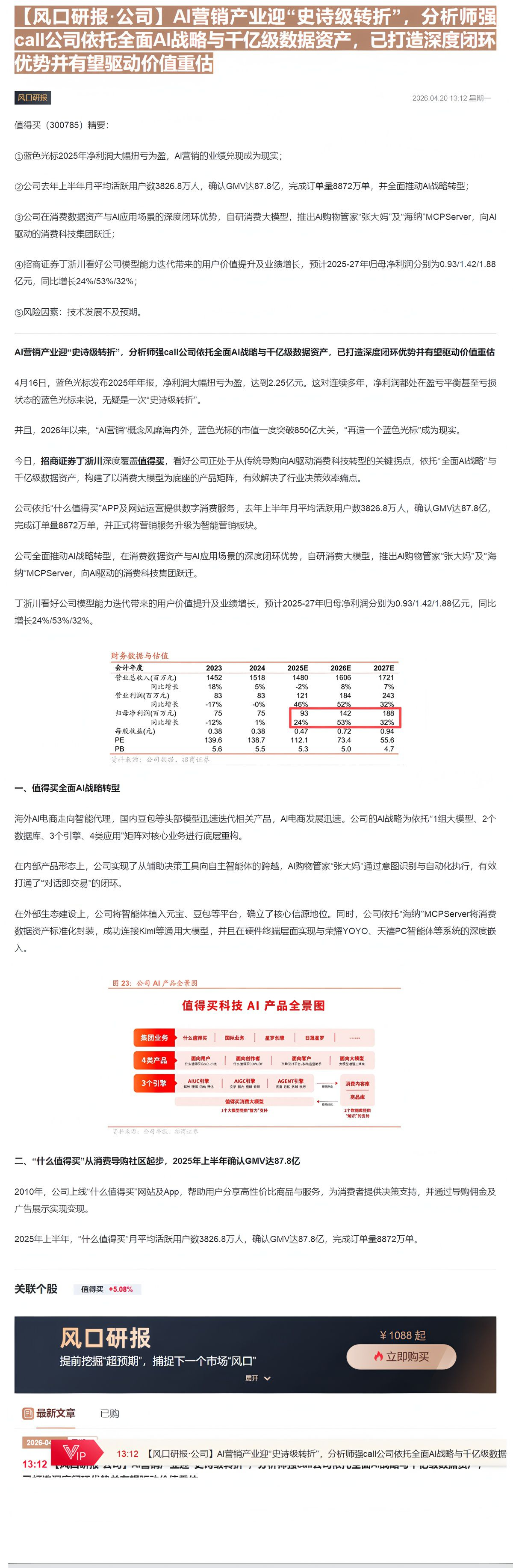 【财联VIP专栏】【风口研报·公司】AI营销产业迎“史诗级转折”，分析师强call公司依托全面AI战略与千亿级数据资产，......