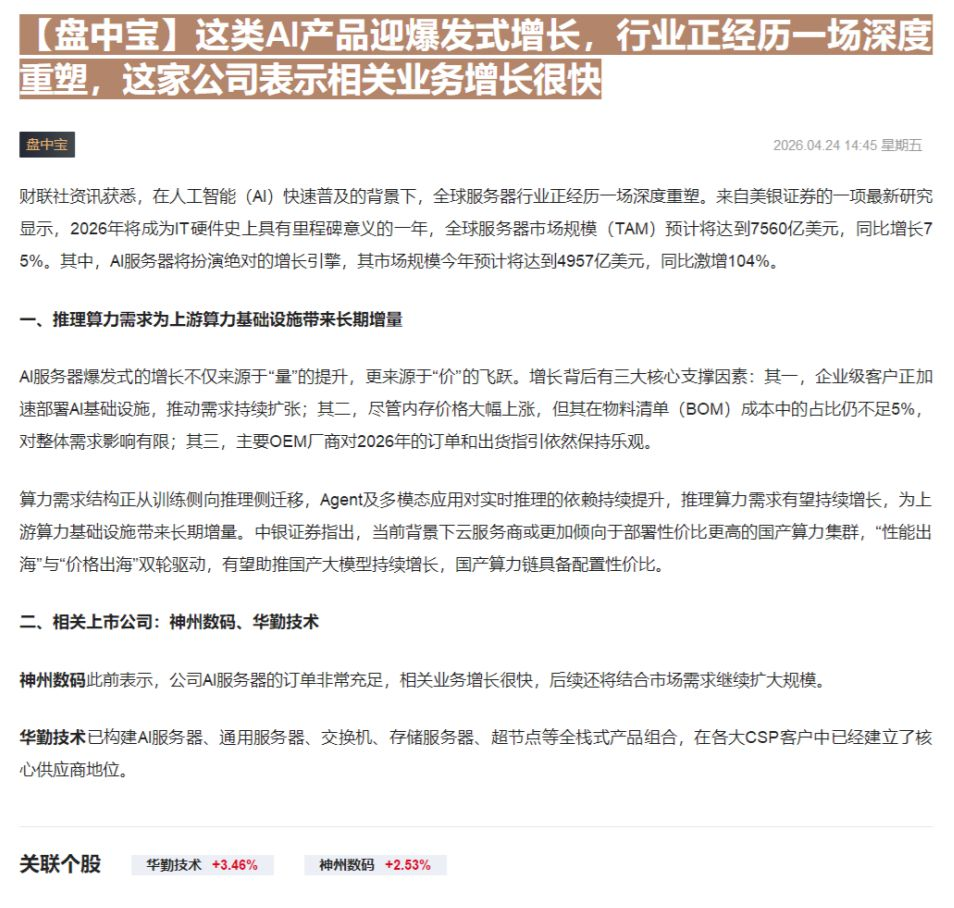 【财联VIP专栏】【盘中宝】这类AI产品迎爆发式增长，行业正经历一场深度重塑，这家公司表示相关业务增长很快......