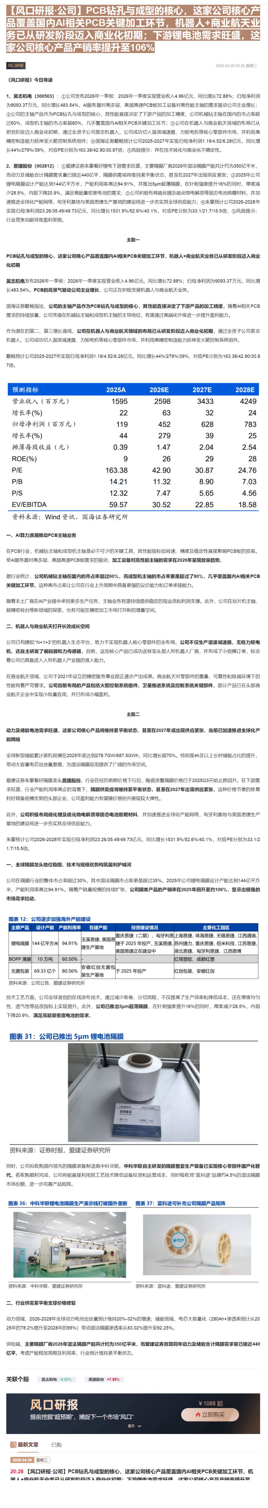 【财联VIP专栏】【风口研报·公司】PCB钻孔与成型的核心，这家公司核心产品覆盖国内AI相关PCB关键加工环节，机器人+......