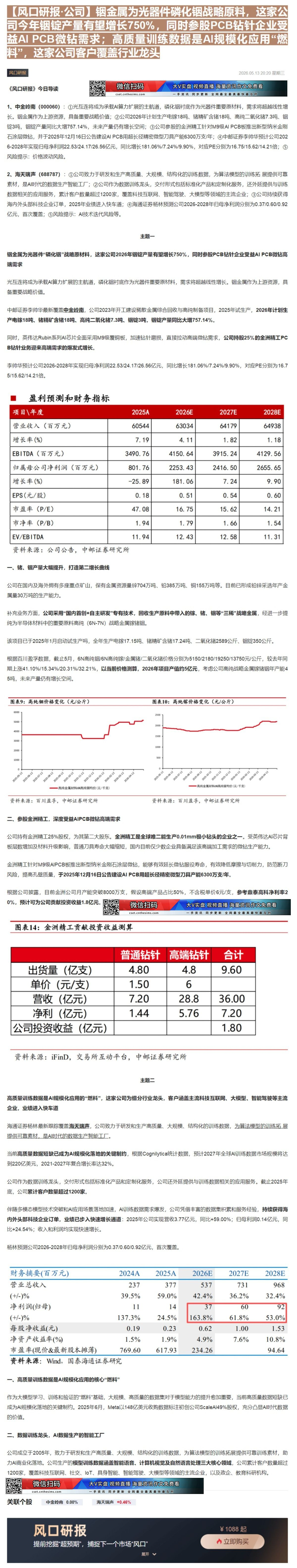 【财联VIP专栏】【风口研报·公司】铟金属为光器件磷化铟战略原料，这家公司今年铟锭产量有望增长750%，同时参股PCB钻......