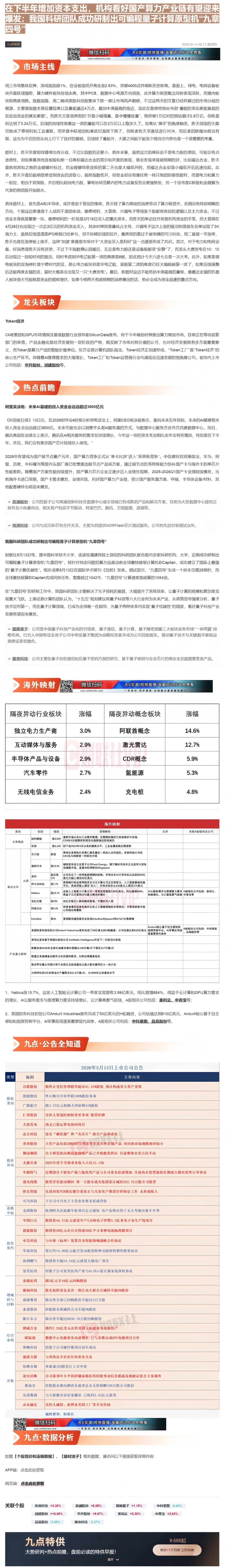 【财联VIP专栏】【九点特供】阿里AI基建投入资金会远超3800亿，腾讯也将在下半年增加资本支出，机构看好国产算力产业链......