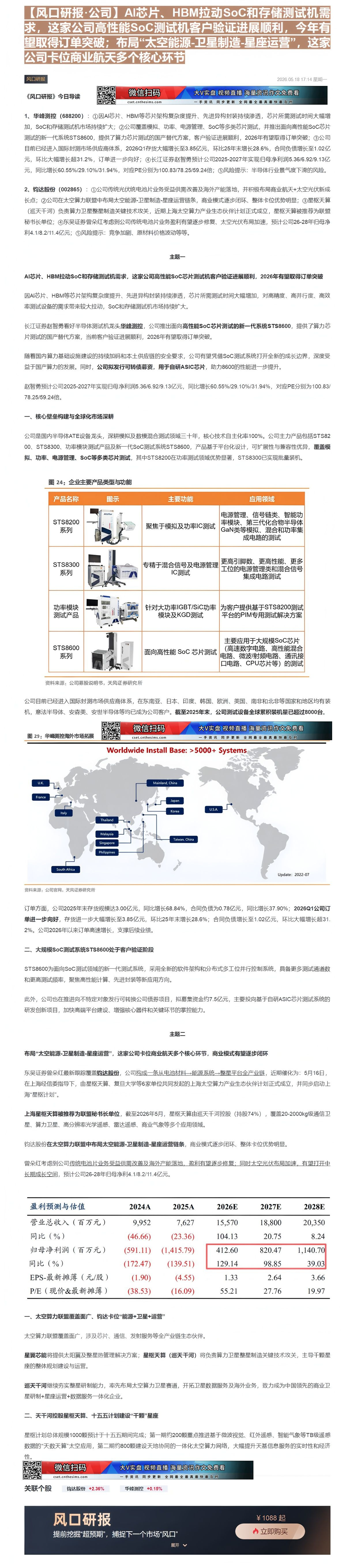 【财联VIP专栏】【风口研报·公司】AI芯片、HBM拉动SoC和存储测试机需求，这家公司高性能SoC测试机客户验证进展顺......