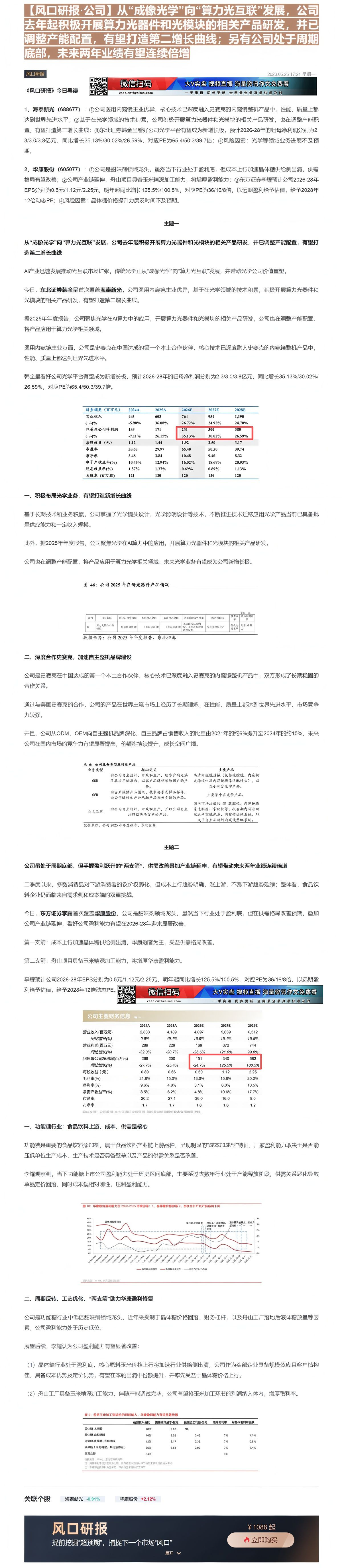 【财联VIP专栏】【风口研报·公司】从“成像光学”向“算力光互联”发展，公司去年起积极开展算力光器件和光模块的相关产品研......