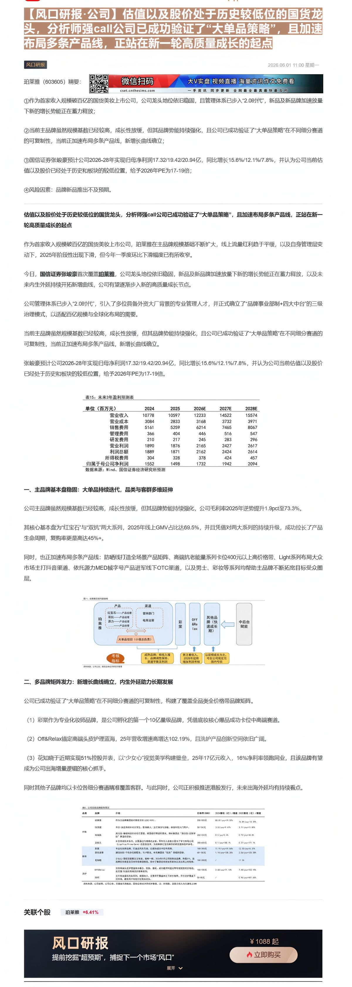 【财联VIP专栏】【风口研报·公司】估值以及股价处于历史较低位的国货龙头，分析师强call公司已成功验证了“大单品策略”......