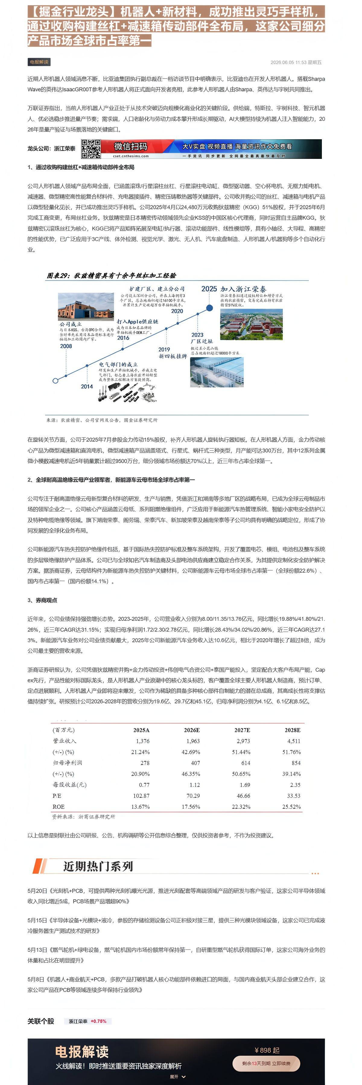 【财联VIP专栏】【掘金行业龙头】机器人+新材料，成功推出灵巧手样机，通过收购构建丝杠+减速箱传动部件全布局，这家公司细......
