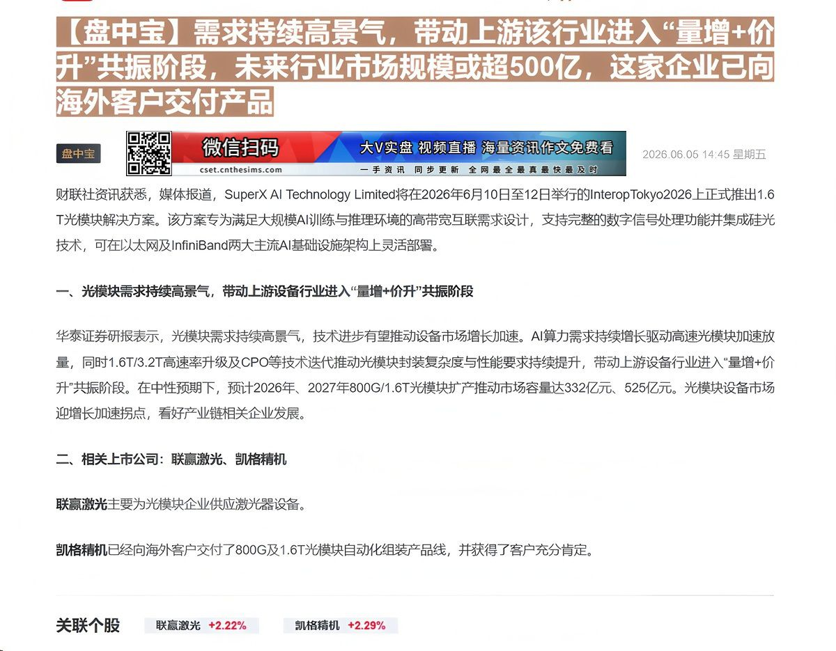 【财联VIP专栏】【盘中宝】需求持续高景气，带动上游该行业进入“量增+价升”共振阶段，未来行业市场规模或超500亿，这家......
