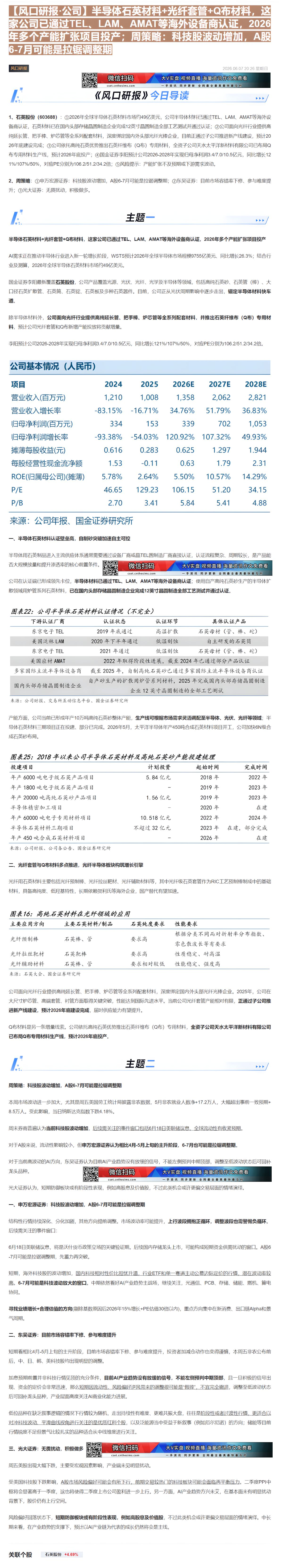 【财联VIP专栏】【风口研报·公司】半导体石英材料+光纤套管+Q布材料，这家公司已通过TEL、LAM、AMAT等海外设备......