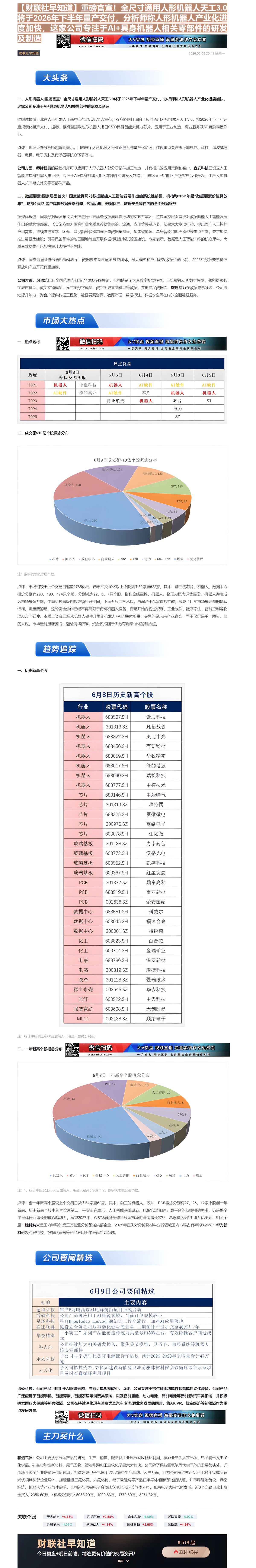 【财联VIP专栏】【财联社早知道】重磅官宣！全尺寸通用人形机器人天工3.0将于2026年下半年量产交付，分析师称人形机器......