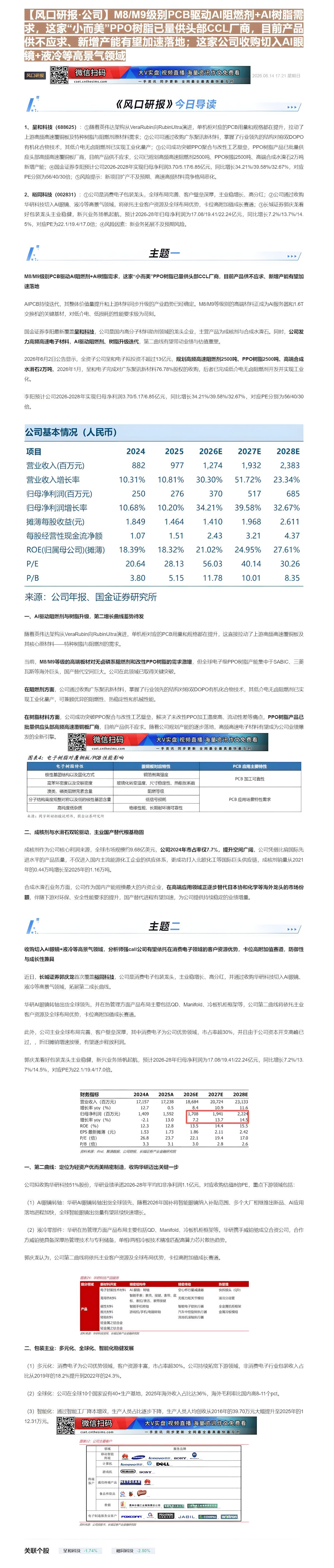 【财联VIP专栏】【风口研报·公司】M8/M9级别PCB驱动AI阻燃剂+AI树脂需求，这家“小而美”PPO树脂已量供头部......