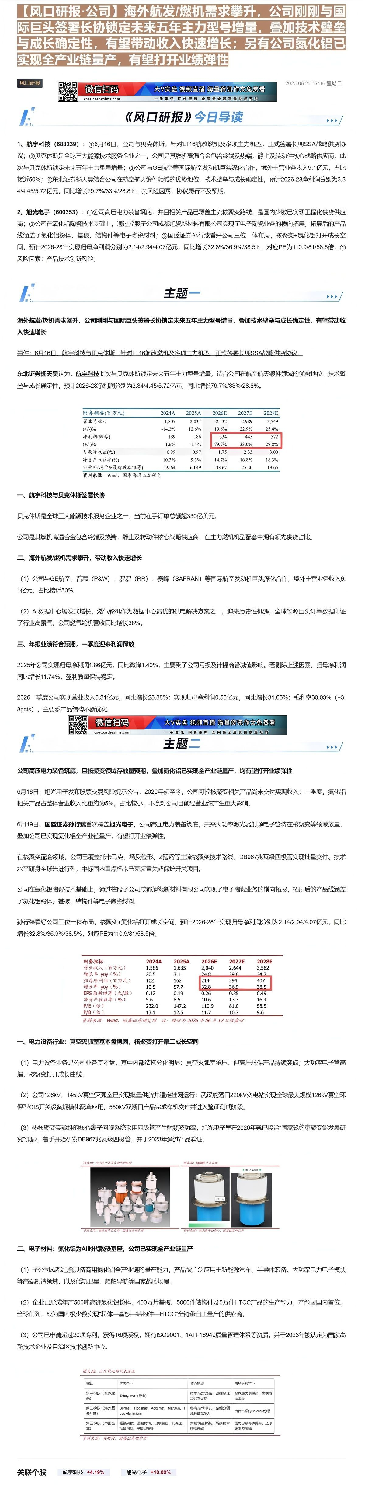 【财联VIP专栏】【风口研报·公司】海外航发/燃机需求攀升，公司刚刚与国际巨头签署长协锁定未来五年主力型号增量，叠加技术......
