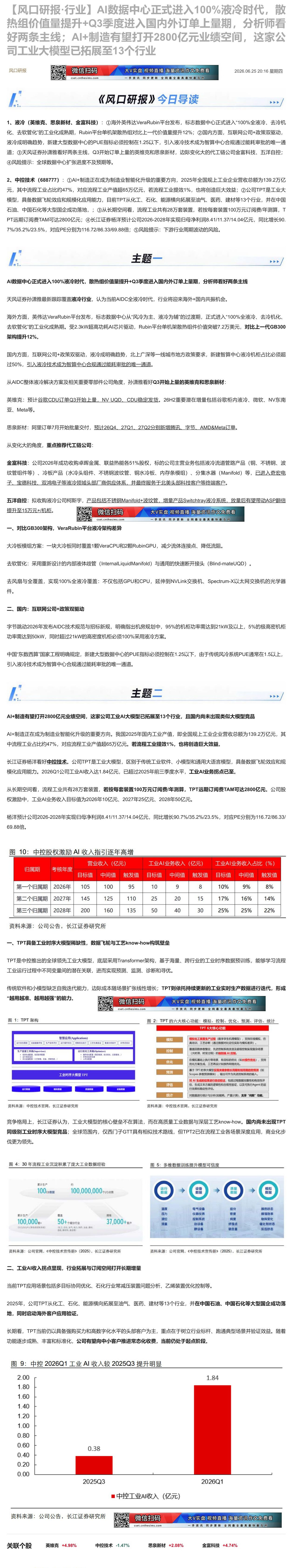 【财联VIP专栏】【风口研报·行业】AI数据中心正式进入100%液冷时代，散热组价值量提升+Q3季度进入国内外订单上量期......