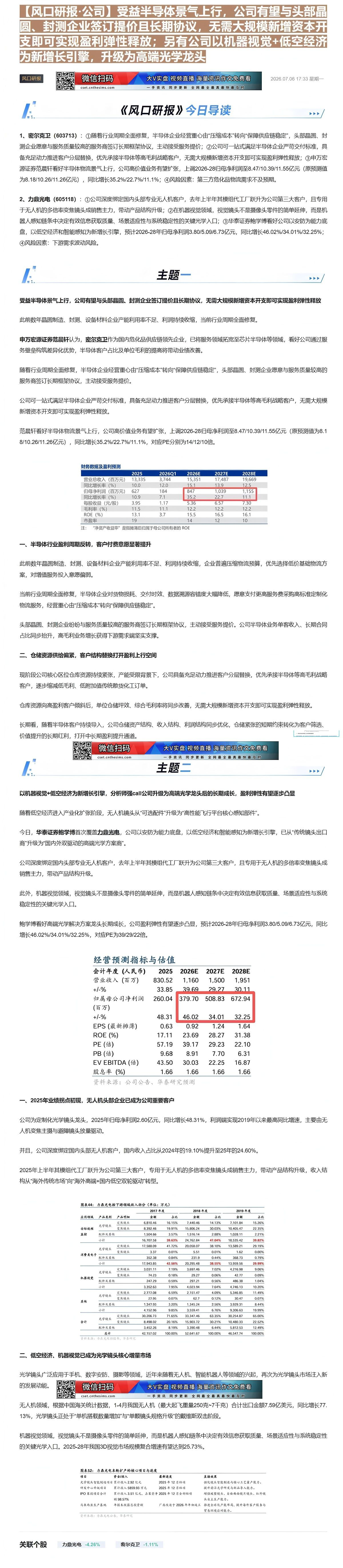 【财联VIP专栏】【风口研报·公司】受益半导体景气上行，公司有望与头部晶圆、封测企业签订提价且长期协议，无需大规模新增资......