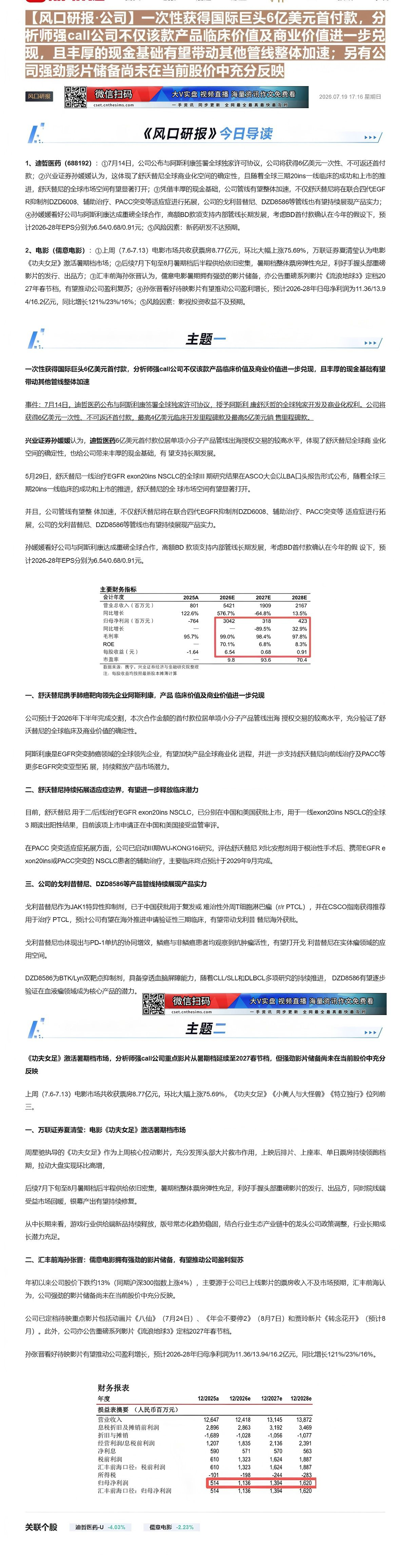 【财联VIP专栏】【风口研报·公司】一次性获得国际巨头6亿美元首付款，分析师强call公司不仅该款产品临床价值及商业价值......