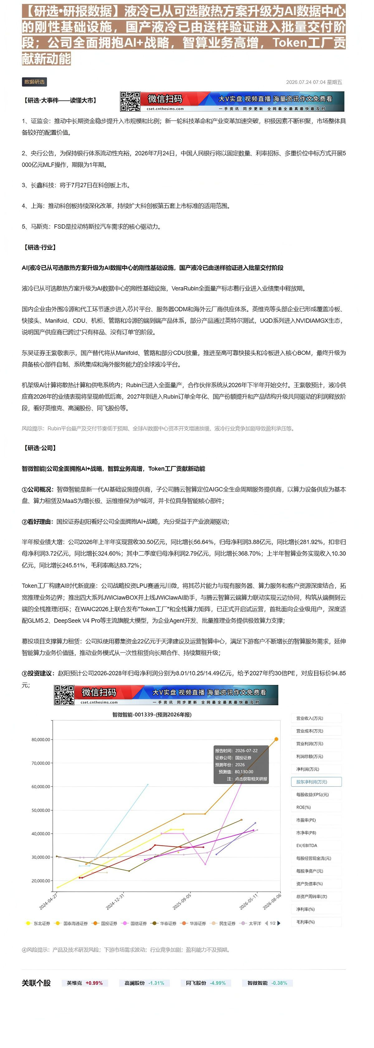 【财联VIP专栏】【研选•研报数据】液冷已从可选散热方案升级为AI数据中心的刚性基础设施，国产液冷已由送样验证进入批量交......