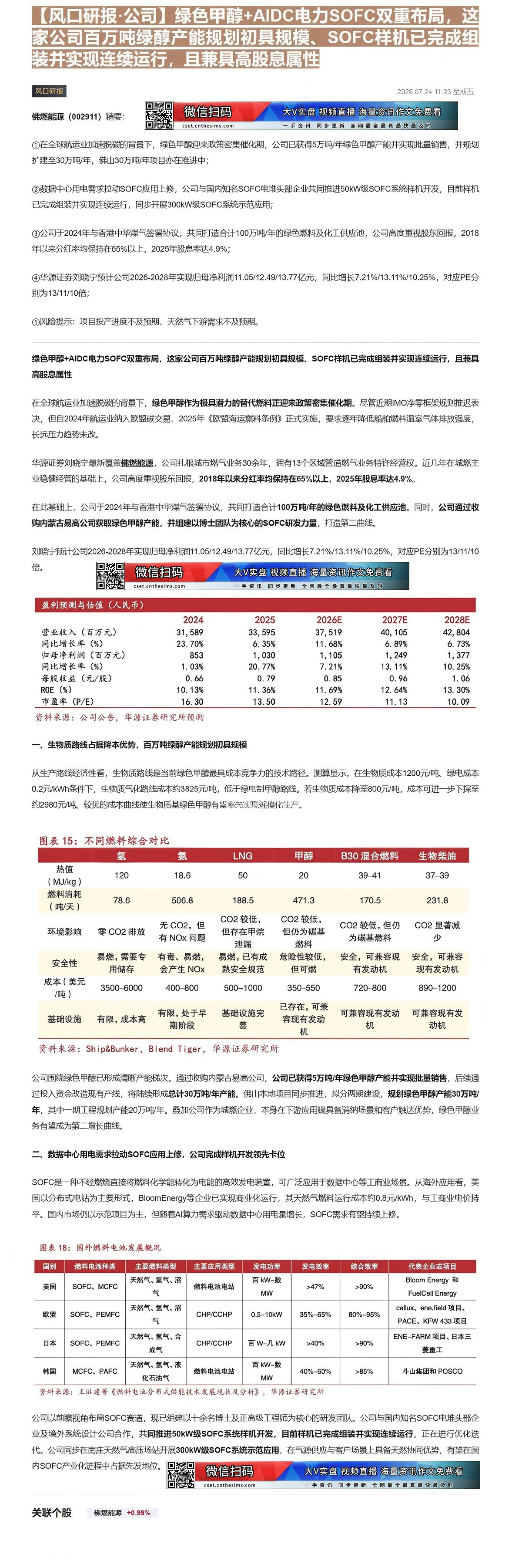 【财联VIP专栏】【风口研报·公司】绿色甲醇+AIDC电力SOFC双重布局，这家公司百万吨绿醇产能规划初具规模、SOFC......