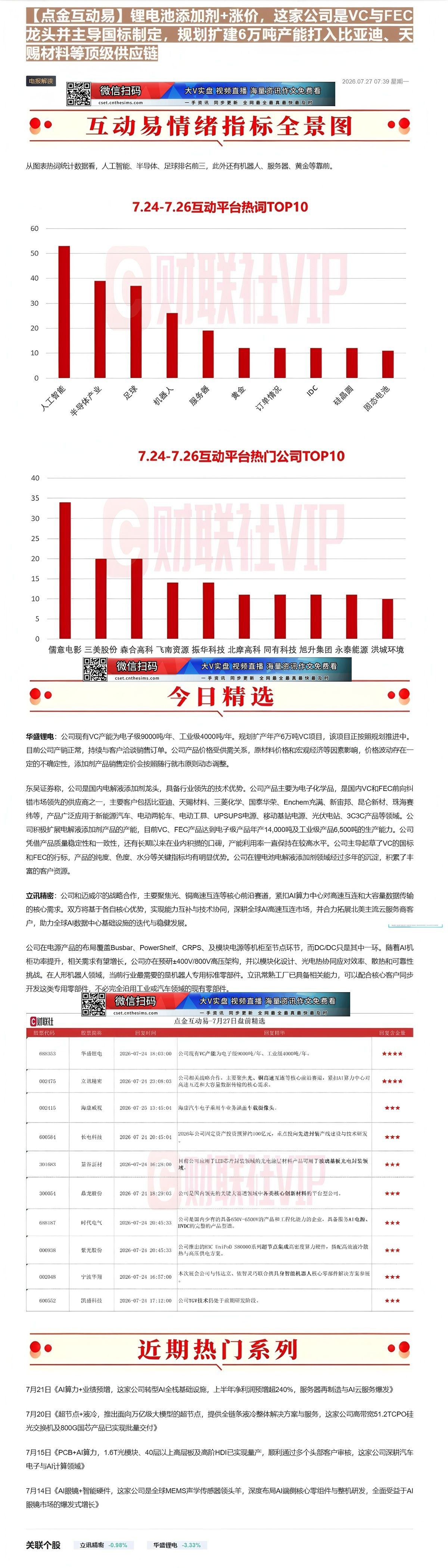 【财联VIP专栏】【点金互动易】锂电池添加剂+涨价，这家公司是VC与FEC龙头并主导国标制定，规划扩建6万吨产能打入比亚......
