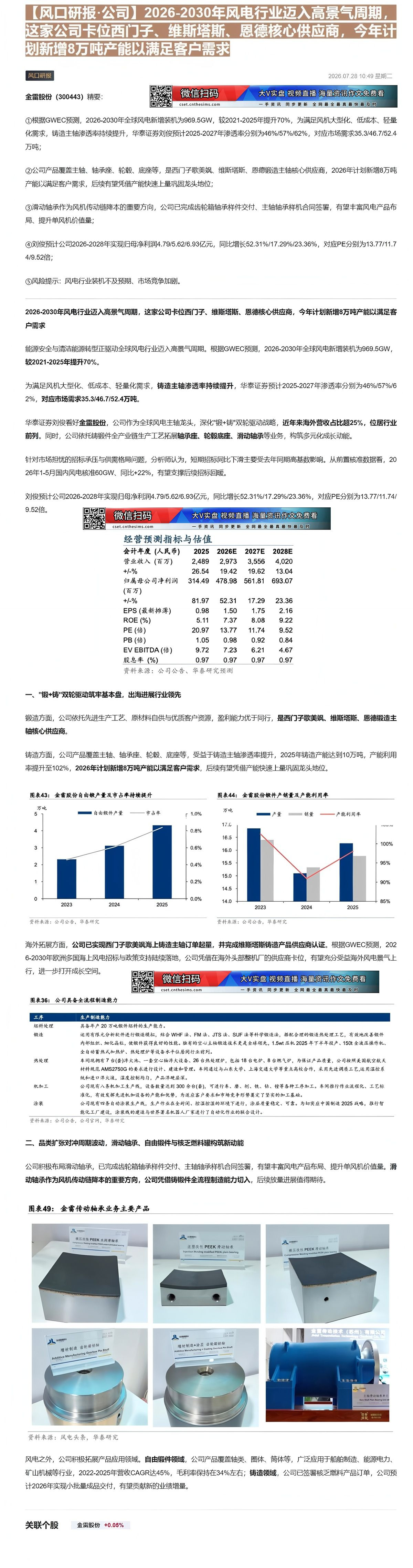 【财联VIP专栏】【风口研报·公司】2026-2030年风电行业迈入高景气周期，这家公司卡位西门子、维斯塔斯、恩德核心供......
