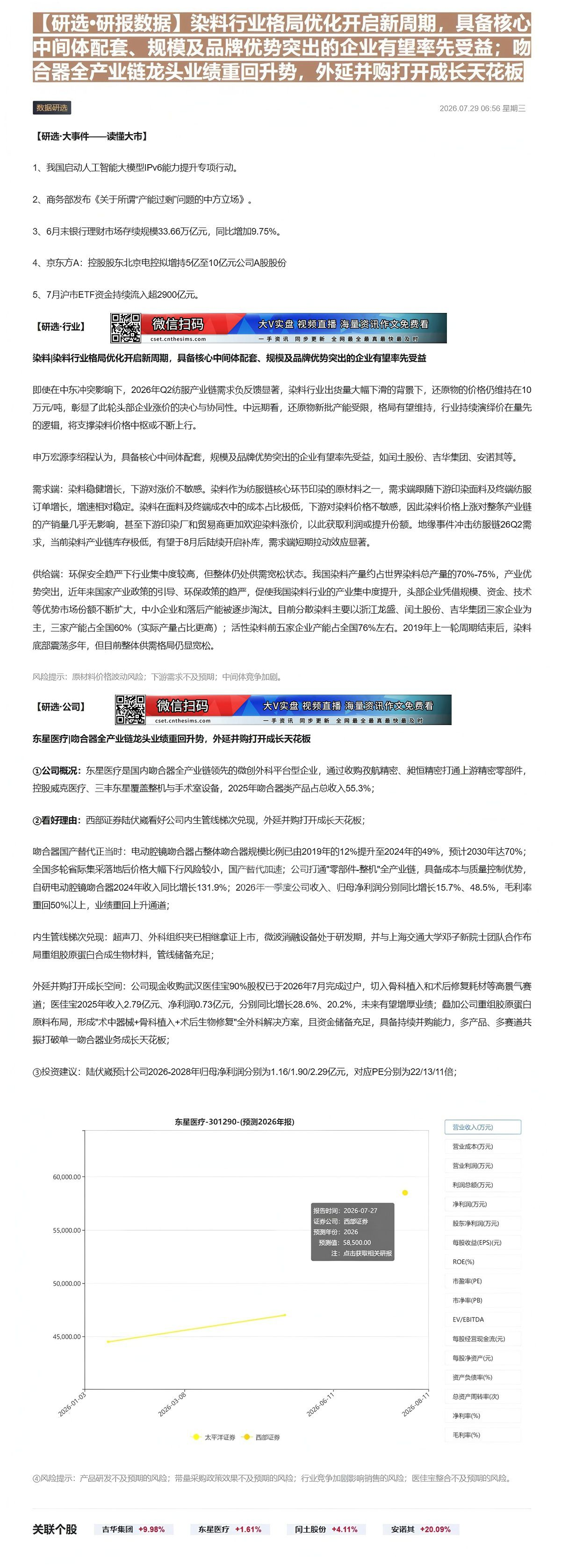 【财联VIP专栏】【研选•研报数据】染料行业格局优化开启新周期，具备核心中间体配套、规模及品牌优势突出的企业有望率先受益......
