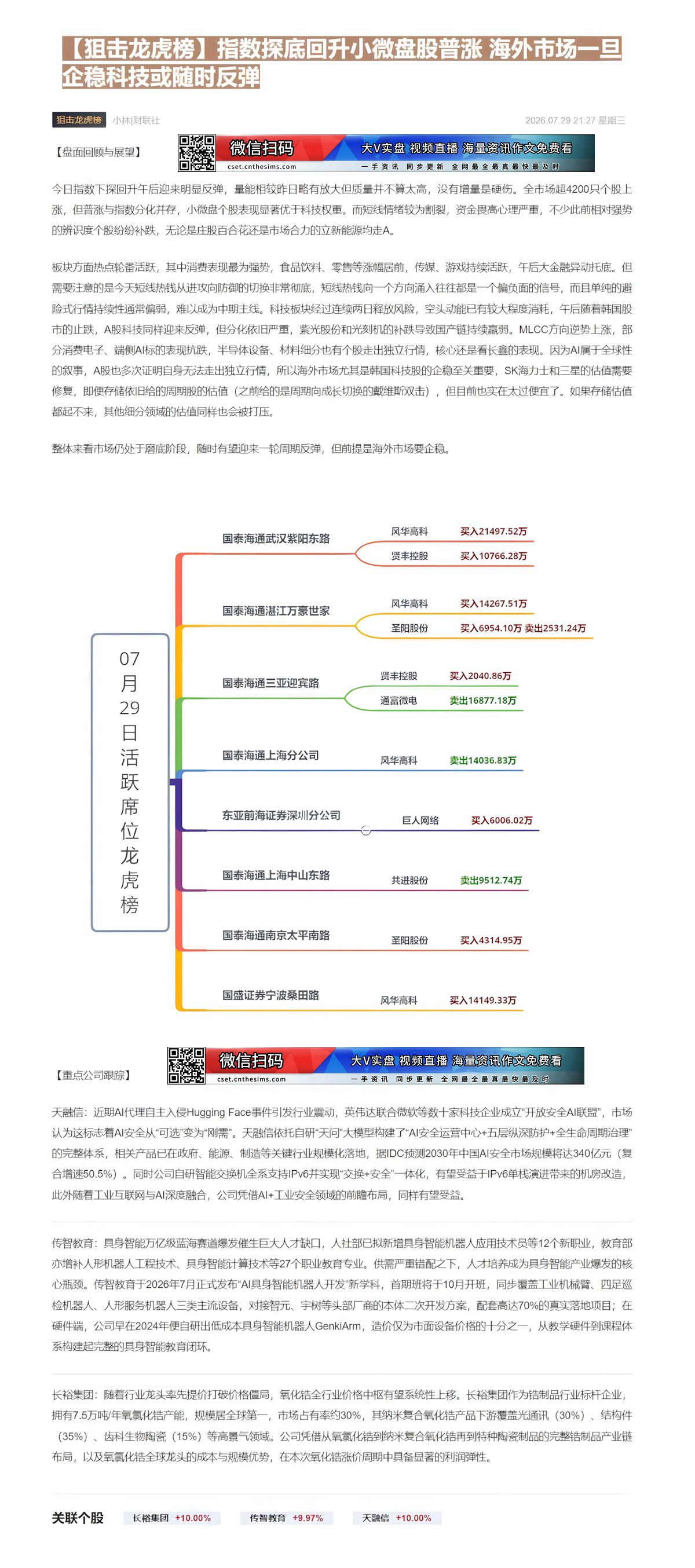 【财联VIP专栏】【狙击龙虎榜】指数探底回升小微盘股普涨 海外市场一旦企稳科技或随时反弹①AI代理自主入侵Hugging......