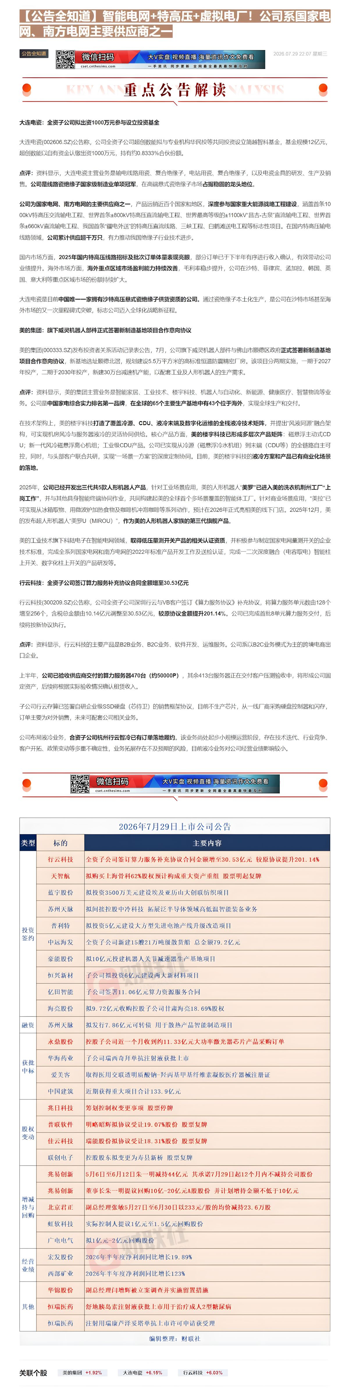 【财联VIP专栏】【公告全知道】智能电网+特高压+虚拟电厂！公司系国家电网、南方电网主要供应商之一①智能电网+特高压+虚......