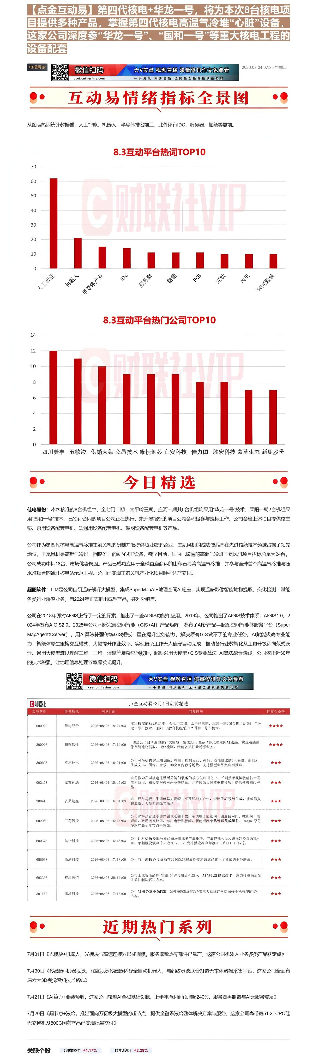 【财联VIP专栏】【点金互动易】第四代核电+华龙一号，将为本次8台核电项目提供多种产品，掌握第四代核电高温气冷堆“心脏”......