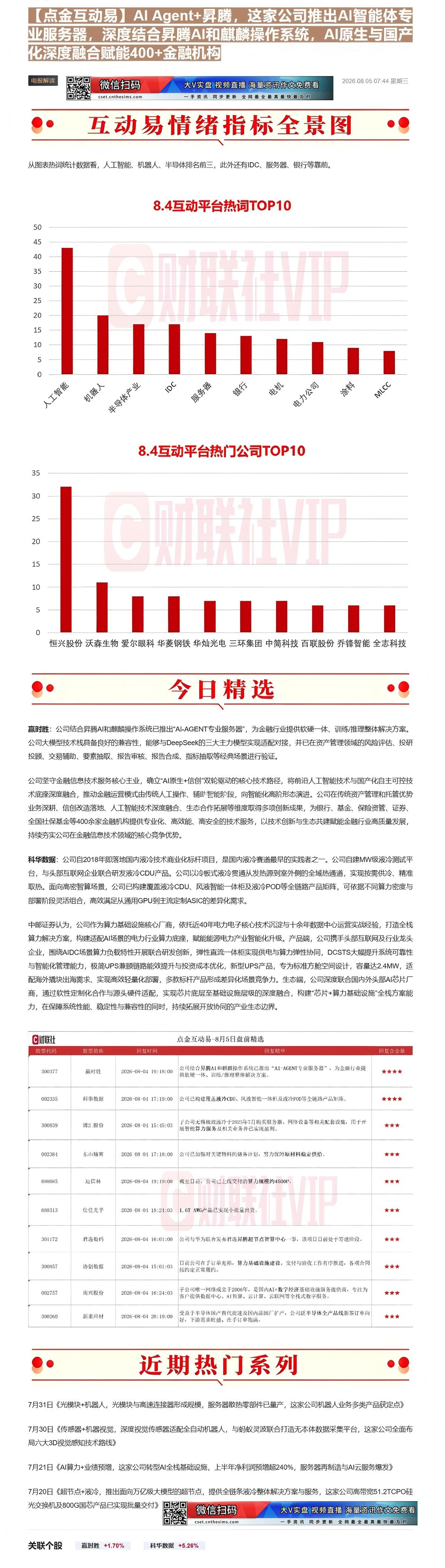 【财联VIP专栏】【点金互动易】AI Agent+昇腾，这家公司推出AI智能体专业服务器，深度结合昇腾AI和麒麟操作系统......